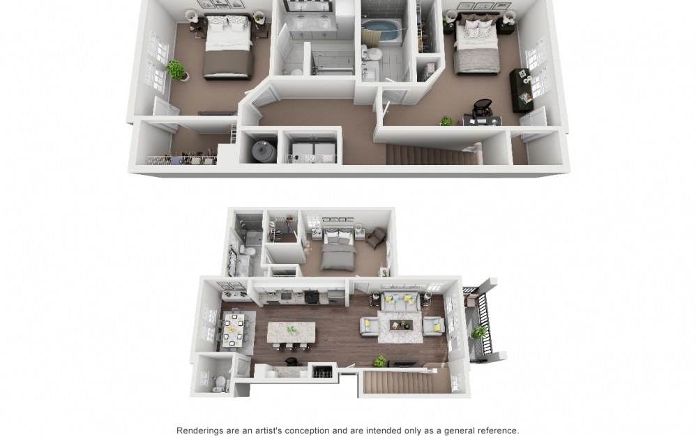 Casey townhome - 3 bedroom floorplan layout with 3.5 baths and 1771 square feet.