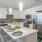 kitchen island  with ample space and easy access to living area